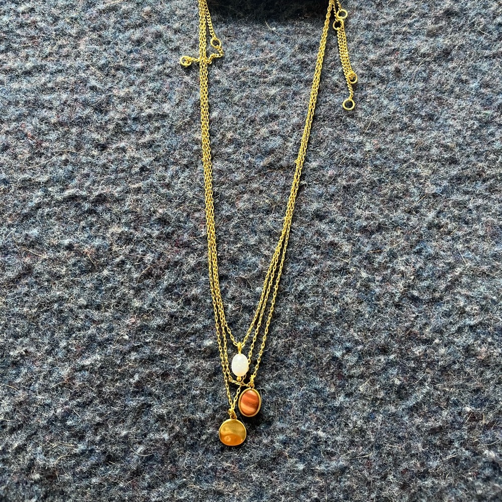 Madewell Necklace Set — freshwater pearl, gold malachite